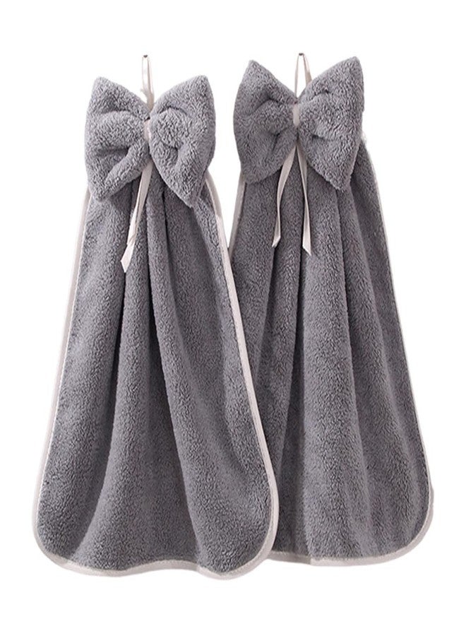 Katutude 2 Pack Kitchen Hanging Towels with Loop Super Absorbent Fingertip Towel Soft Microfiber Hanging Hand Towels Kitchen Bathroom Decorative Hanging Hand Towels - Image 1